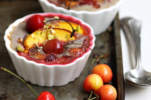 Stone Fruit Chocolate Clafoutis ... with flaxseed!