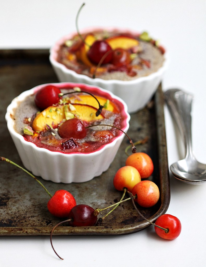 Stone Fruit Chocolate Clafoutis ... with flaxseed!