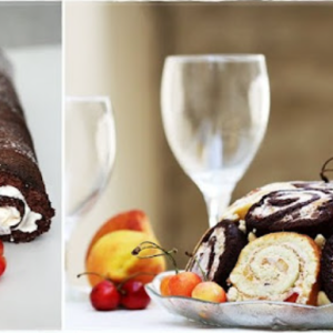 Chocolate & Vanilla Swiss Roll Ice Cream Cake