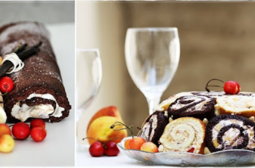 Chocolate & Vanilla Swiss Roll Ice Cream Cake