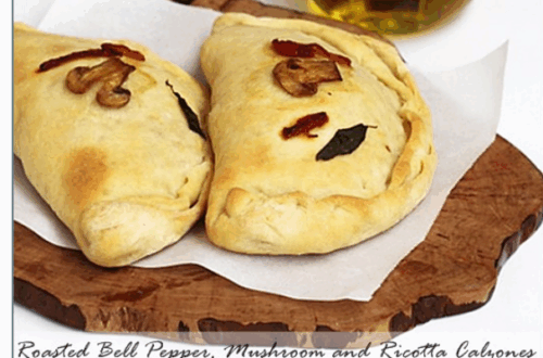 Roasted Bell Pepper, Mushroom and Ricotta Calzones