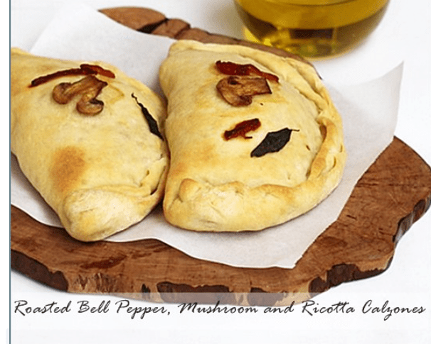 Roasted Bell Pepper, Mushroom and Ricotta Calzones