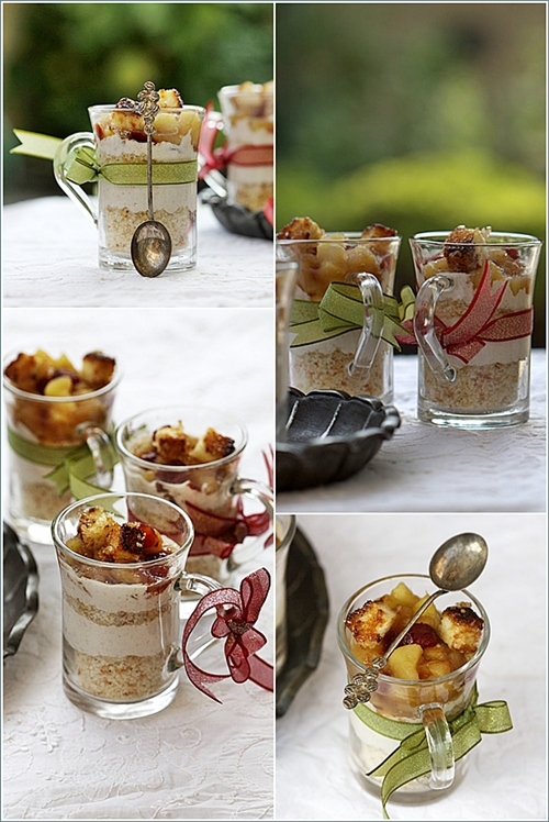 Lebkuchen Cream & Genoise Verrines with Apple Craisin Compote