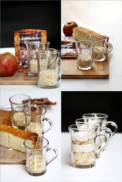 Lebkuchen Cream & Genoise Verrines with Apple Craisin Compote