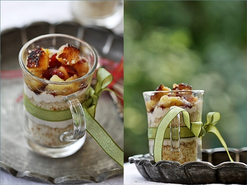 Lebkuchen Cream & Genoise Verrines with Apple Craisin Compote