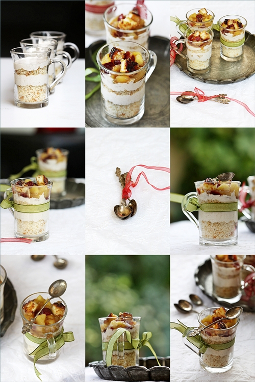 Lebkuchen Cream & Genoise Verrines with Apple Craisin Compote