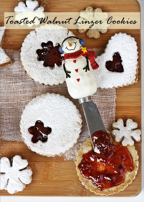 Toasted Walnut Linzer Cookies with Strawberry Filling