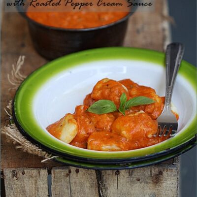 Homemade Potato Gnocchi with Roasted Pepper Cream Sauce