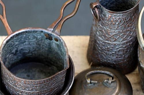Vintage Indian copper pots and pans