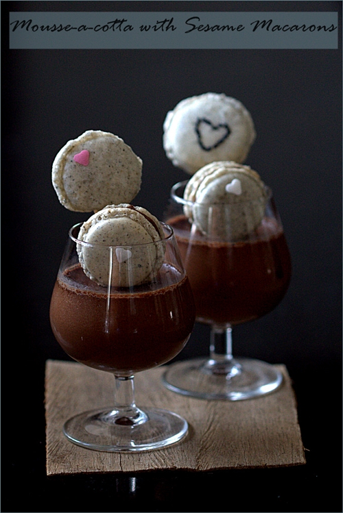 Mousse-a-cotta with Sesame Macarons