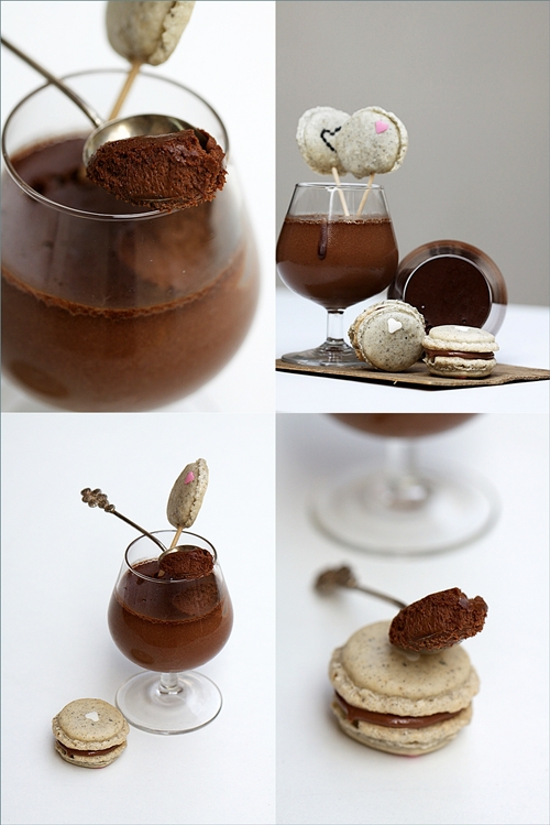 Mousse-a-cotta with Sesame Macarons