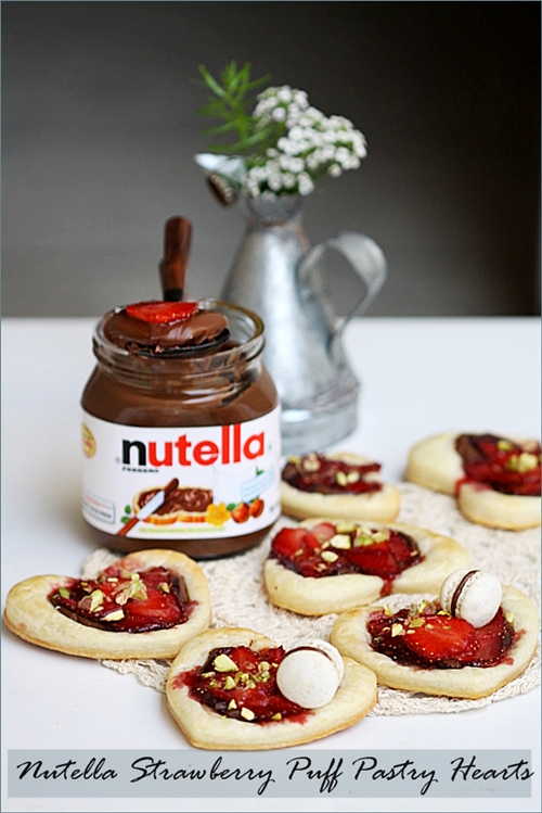 Nutella Strawberry Puff Pastry Hearts