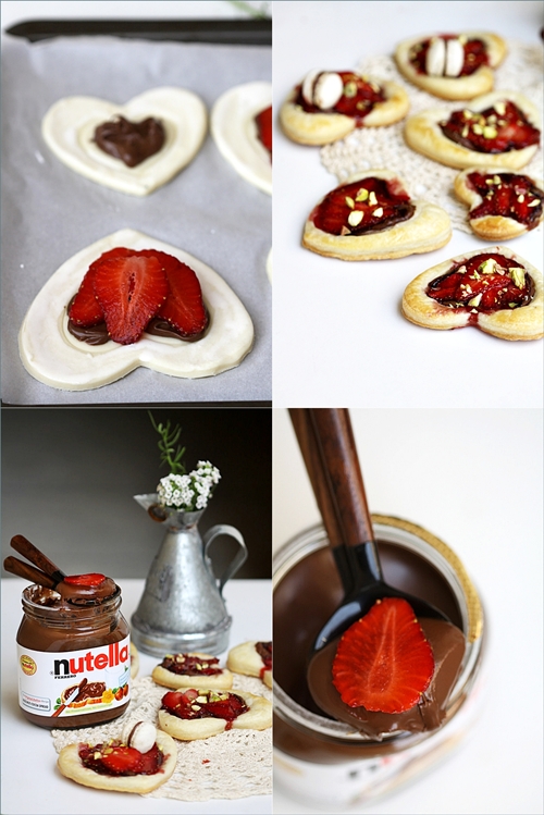 Nutella Strawberry Puff Pastry Hearts 