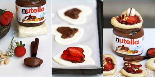 Nutella Strawberry Puff Pastry Hearts 