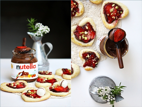 Nutella Strawberry Puff Pastry Hearts 