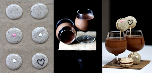 mousse-a-cotta & sesame macarons