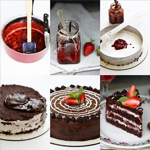 Eggless Layered Chocolate & Strawberry Cake 