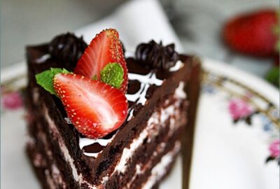 Eggless Layered Chocolate & Strawberry Cake