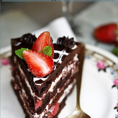 Eggless Layered Chocolate & Strawberry Cake