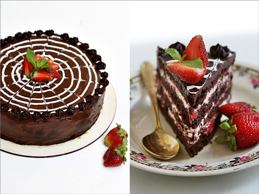 Eggless Layered Chocolate & Strawberry Cake
