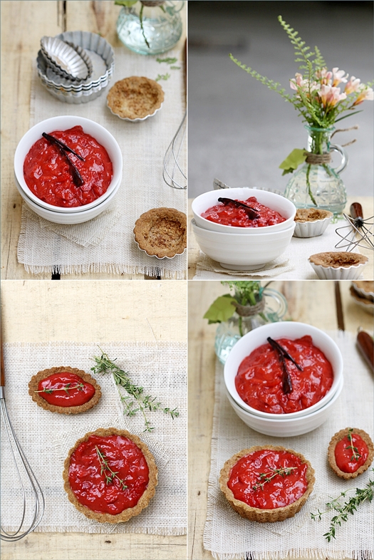Whipped Strawberry Curd Cream Tartlets with Walnut Shortbread Crust