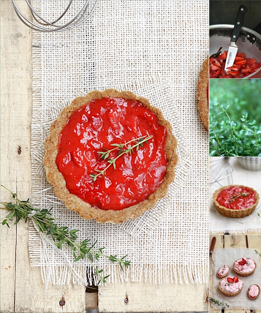 Whipped Strawberry Curd Cream Tartlets with Walnut Shortbread Crust