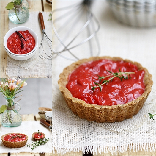 Whipped Strawberry Curd Cream Tartlets with Walnut Shortbread Crust
