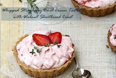 Whipped Strawberry Curd Cream Tartlets with Walnut Shortbread Crust
