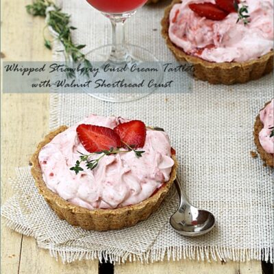 Whipped Strawberry Curd Cream Tartlets with Walnut Shortbread Crust