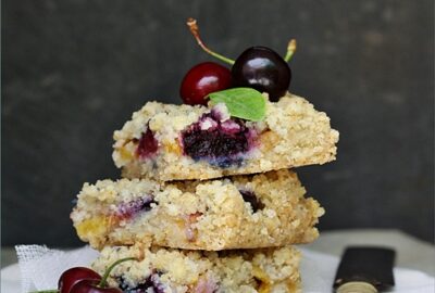 Cherry & Peach Oat Crumb Bars ... stoned to comfort! 7 Cherry & Peach Oat Crumb Bars