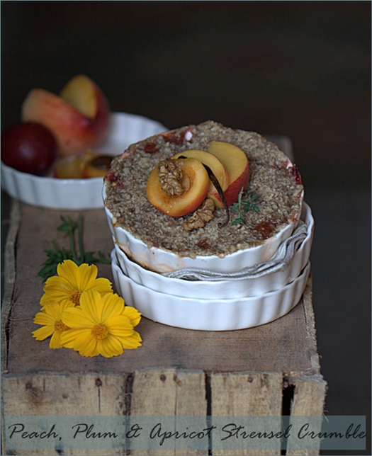 Peach, Plum & Apricot Streusel Crumble