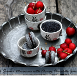 Black Sesame Macarons with Cherry Chocolate Ganache