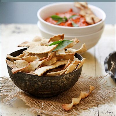 Baking| Garlic & Herb Whole Wheat Crackers with Roasted Red Bell Pepper Dip ... SRC Garlic Herb Crackers with Creamy Bell Pepper Dip