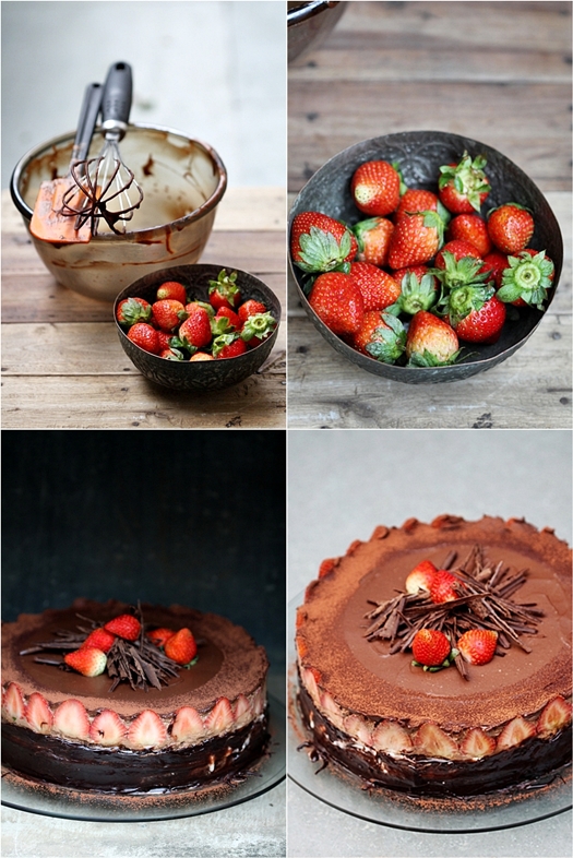 Chocolate Bavarian Mousse Strawberry Cake