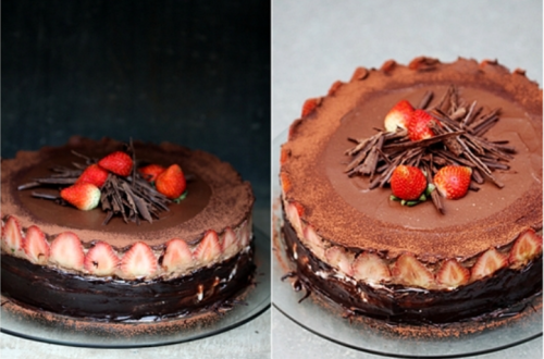Chocolate Bavarian Mousse Strawberry Cake