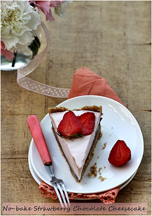 No-bake Strawberry Chocolate Cheesecake