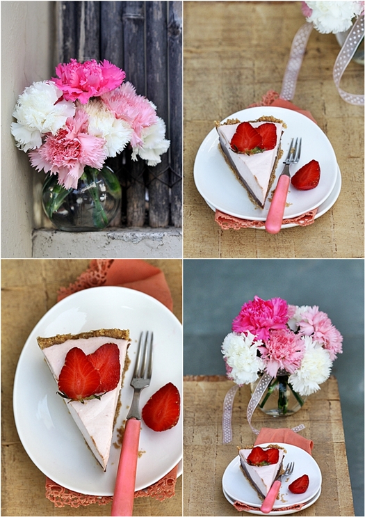 No-bake Strawberry Chocolate Cheesecake 