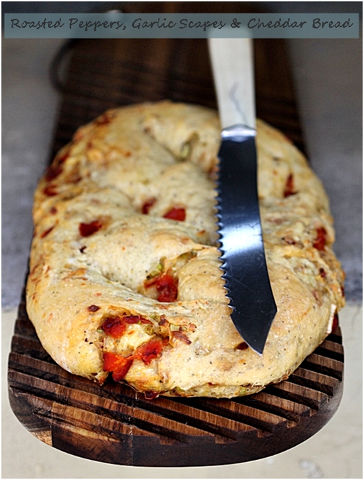 Roasted Pepper, Garlic Scapes & Cheddar Bread