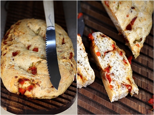 Roasted Peppers, Garlic Scapes & Cheddar Bread