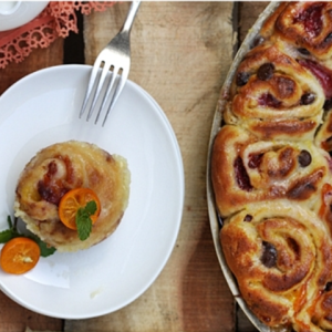 Sweet Orange, Roasted Strawberry and Chocolate Buttermilk Rolls