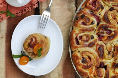 Sweet Orange, Roasted Strawberry and Chocolate Buttermilk Rolls