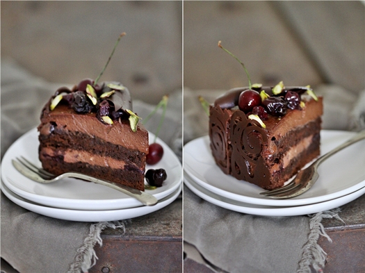 Dark Chocolate Cherry Mousse Cake