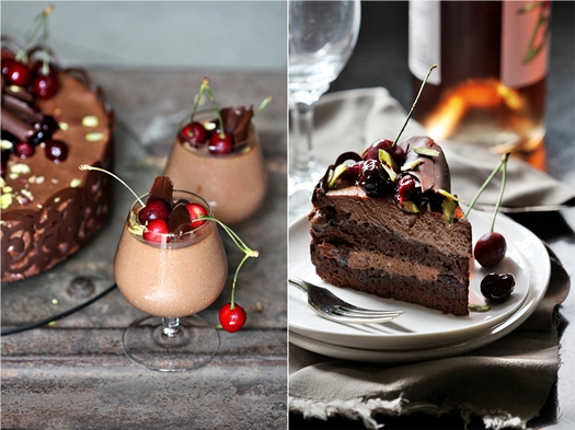 Dark Chocolate Cherry Mousse Cake 
