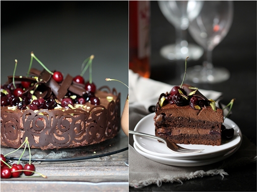 Dark Chocolate Cherry Mousse Cake 