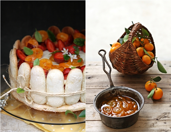 Kumquat & Strawberry Tiramisu Charlotte