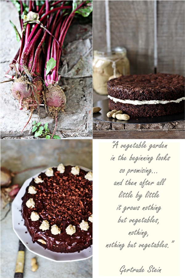 Dark Chocolate Beetroot Cake with Peanut Butter Filling 