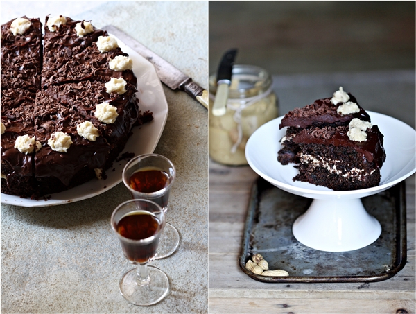 Dark Chocolate Beetroot Cake with Peanut Butter Filling  