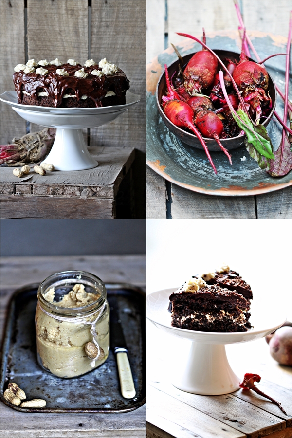 Dark Chocolate Beetroot Cake with Peanut Butter Filling  