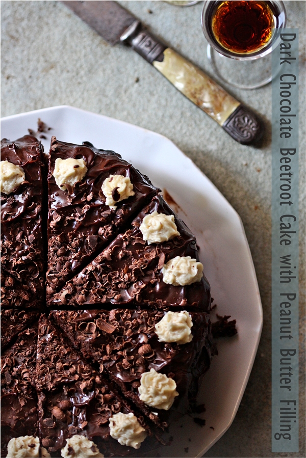 Dark Chocolate Beetroot Cake with Peanut Butter Filling