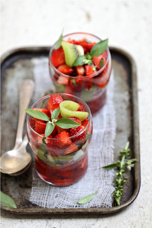 Strawberry, Kiwi, Basil Parfaits 